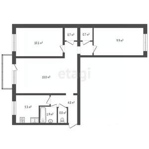 3-к квартира, вторичка, 54м2, 3/5 этаж