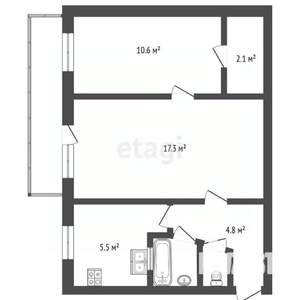 2-к квартира, вторичка, 44м2, 5/5 этаж
