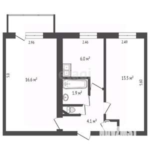 2-к квартира, вторичка, 44м2, 4/5 этаж