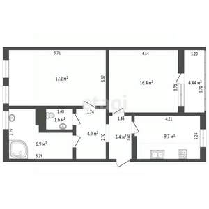 2-к квартира, вторичка, 62м2, 9/10 этаж