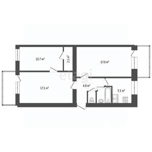 3-к квартира, вторичка, 62м2, 2/5 этаж
