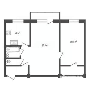 2-к квартира, вторичка, 43м2, 2/5 этаж