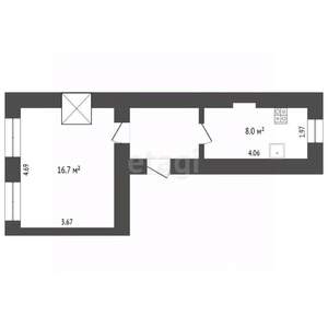 1-к квартира, вторичка, 25м2, 1/2 этаж