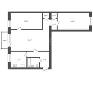 3-к квартира, вторичка, 57м2, 1/5 этаж