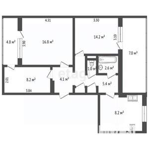 3-к квартира, вторичка, 144м2, 6/9 этаж